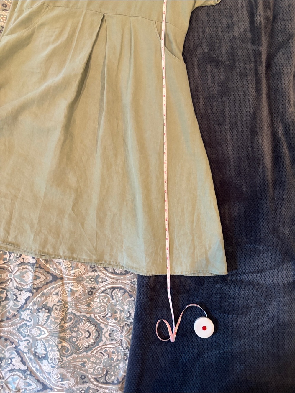 V-Neck Midi Dress in Sage Green with Front Pleat - Picture 7 of 7